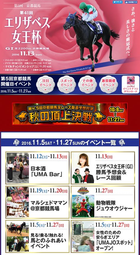 2016年11月京都競馬場イベント情報