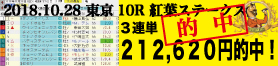 2018年10月28日-東京10R-紅葉ステークス-電脳競馬新聞3連単212,620円的中！バナー