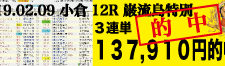 2019年02月09日-小倉12R-巌流島特別-電脳競馬新聞3連単137,910円的中!!バナー