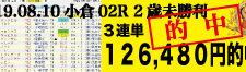 2019年08月10日-小倉02R-2歳未勝利-電脳競馬新聞3連単126,480円的中!!バナー
