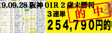 2019年09月28日-阪神01R-2歳未勝利-電脳競馬新聞3連単254,790円的中!!バナー