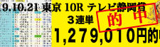 2019年10月21日-東京10R-テレビ静岡賞-電脳競馬新聞3連単1,279,010円的中!!バナー