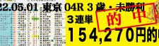 2022年05月01日-東京04R-3歳未勝利-電脳競馬新聞-3連単154,270円的中!!バナー
