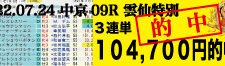 2022年07月24日-小倉09R-雲仙特別-電脳競馬新聞-3連単104,700円的中!!バナー