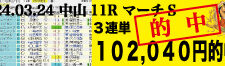 2024年03月24日-中山11R-マーチステークス-電脳競馬新聞-3連単102,040円的中!!バナー